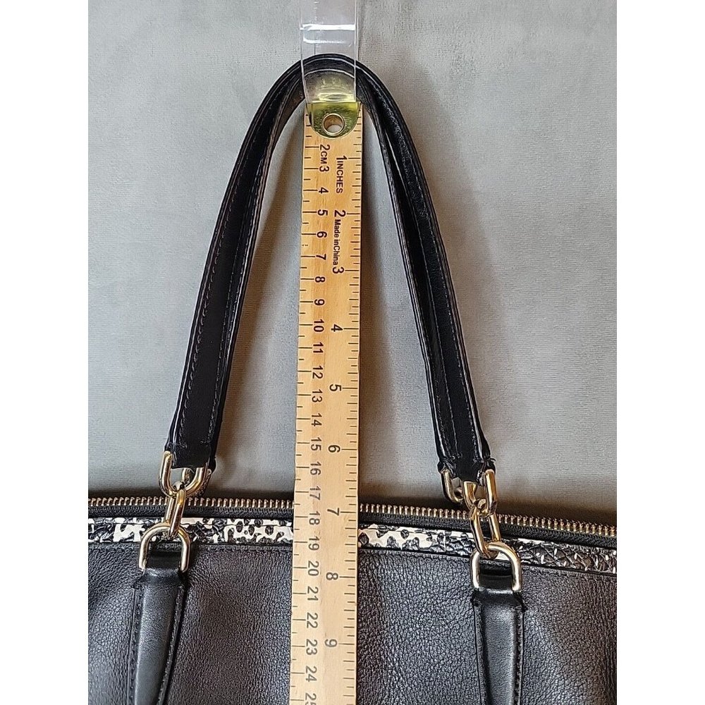 Coach Leather Bleecker Cooper Tote Shoulder Bag Black Python Top Zip - Picture 15 of 15